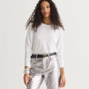 J.Crew Long-sleeve Jersey T White w Navy Stripes